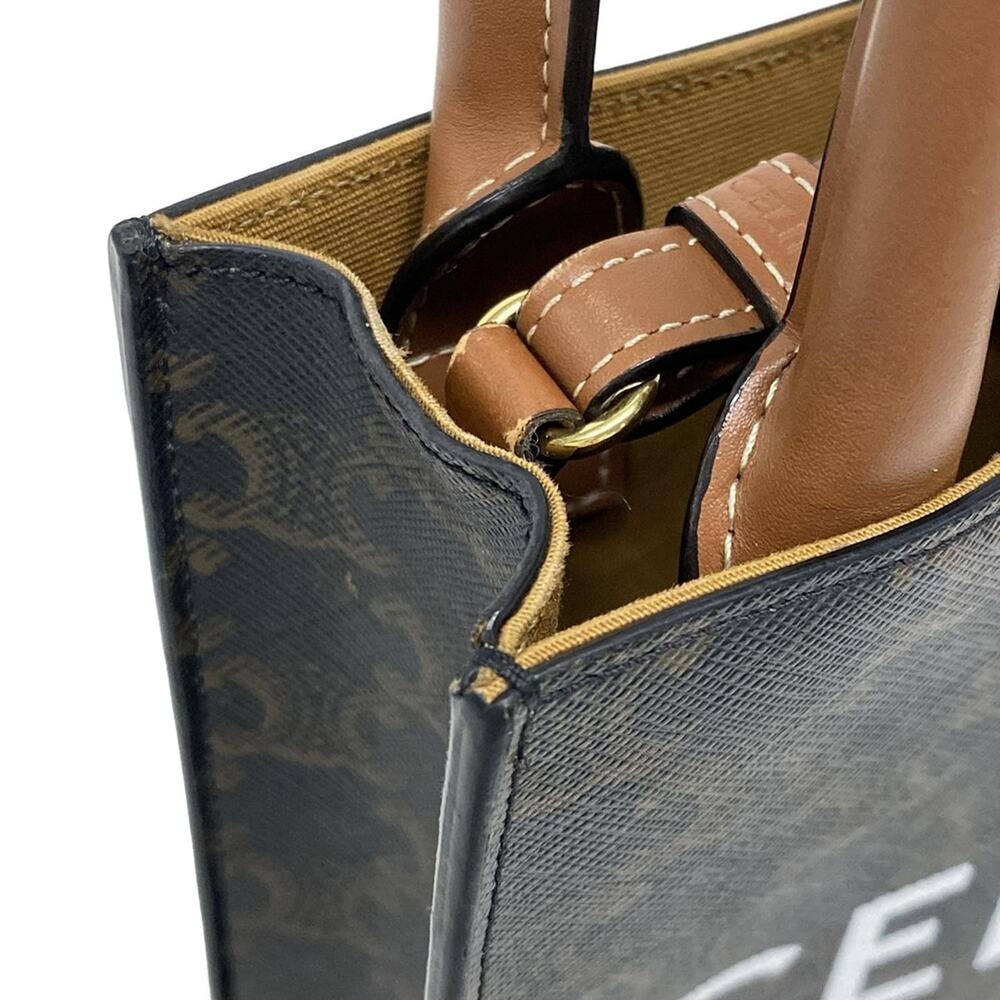 Celine Mini Vertical Cabas Tote Bag 194372BZK.04LU Triomphe Canvas Calf Skin - Picture 14 of 15